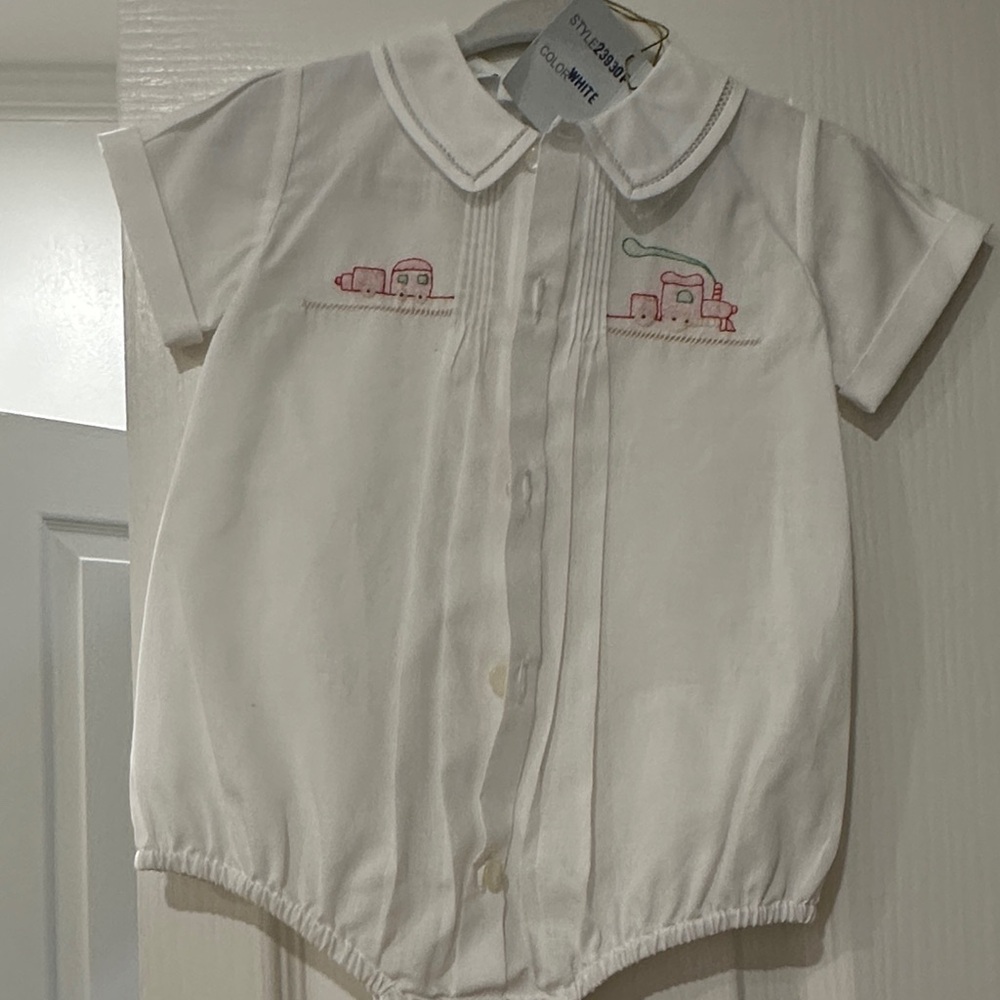 White Baby Romper with  Embroidery